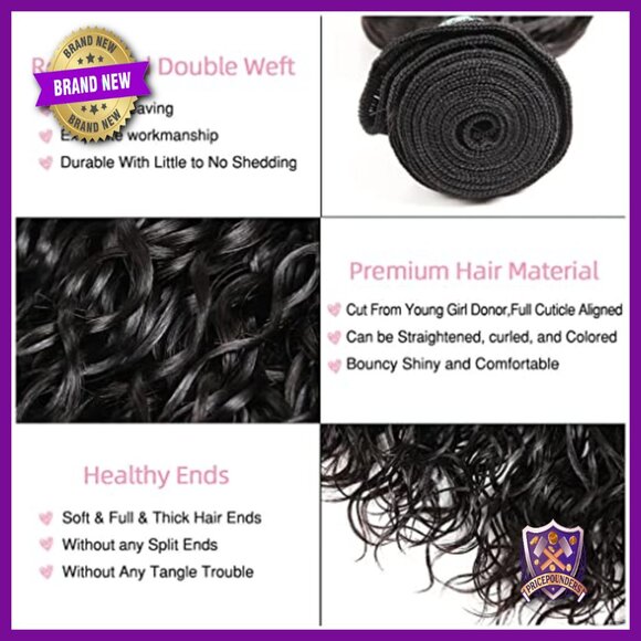 Brazilian Water Wave Human Hair Bundles 4 Count 18-24 Inch Extensions main image 4